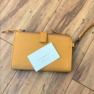 Lucky mustard leather wallet with strap